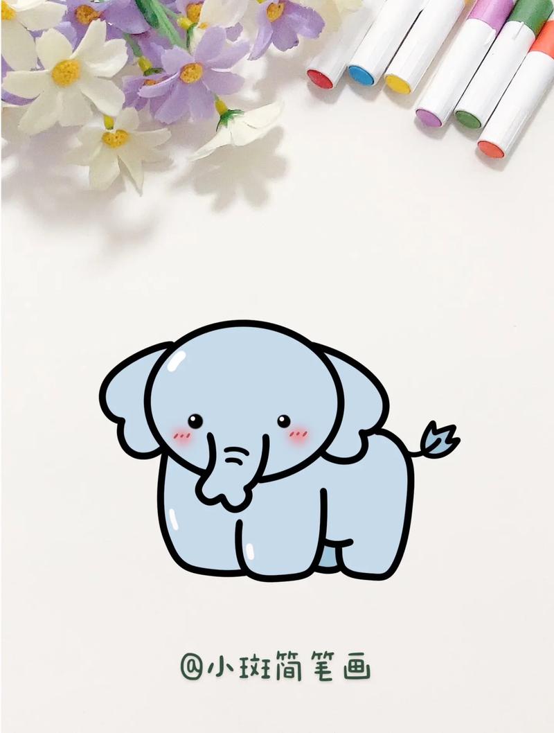 大象简笔画.一起来画大象吧,这个画法简单又好看#儿童简笔画  - 抖音