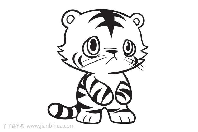儿童简笔画入门动物0-3岁小老虎