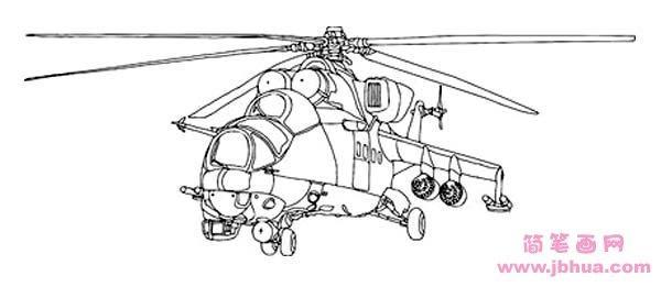 武装警察直升机简笔画