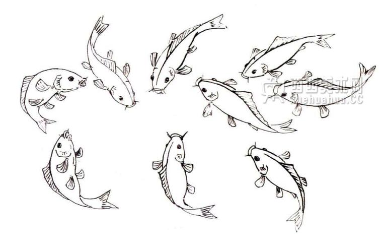 鱼的水墨画简笔画