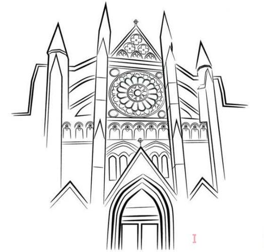 基督教堂的画法手绘简单漂亮 教堂简笔画图片