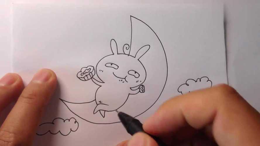 小白兔吃月饼简笔画图片大全