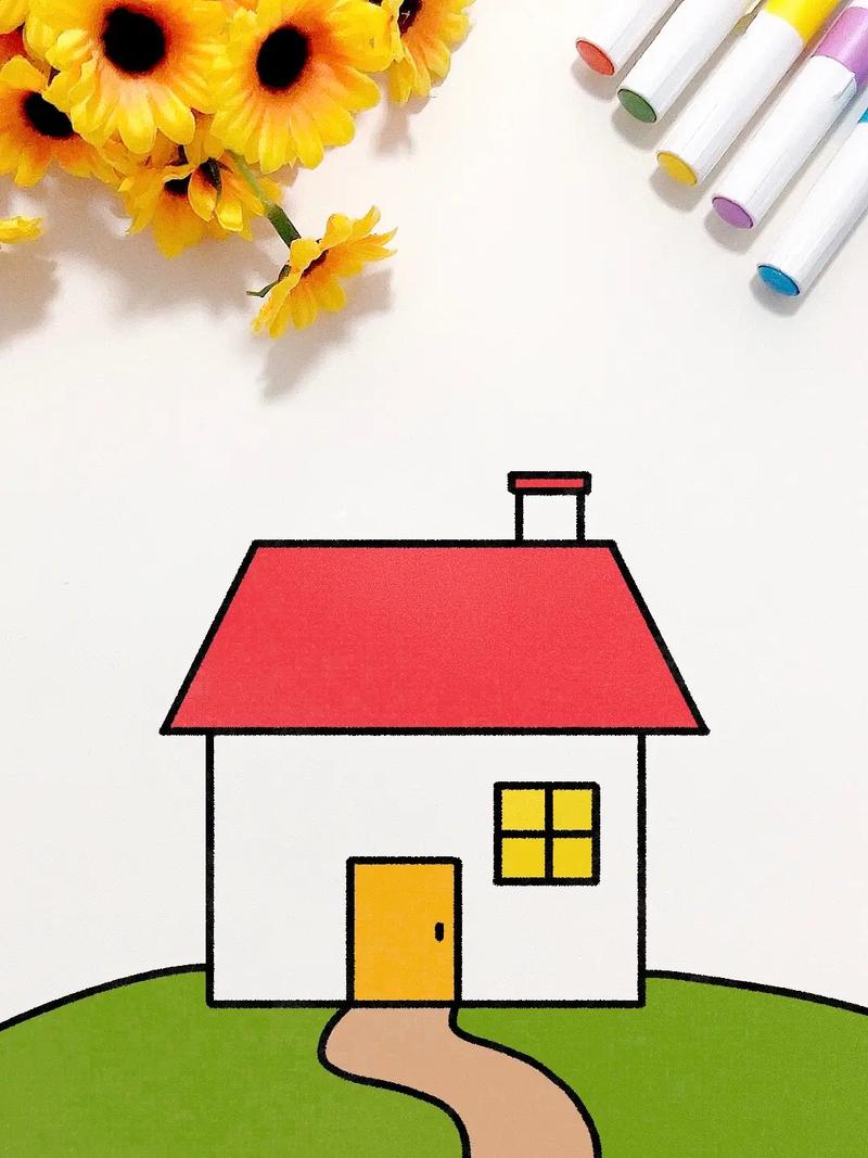 房子简笔画.一起来画小房子吧,这个画法超简单一学就会#儿童简 - 抖音