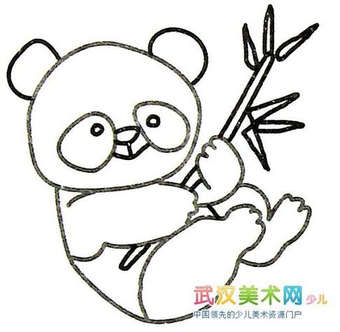 熊猫吃竹子卡通图片简笔画