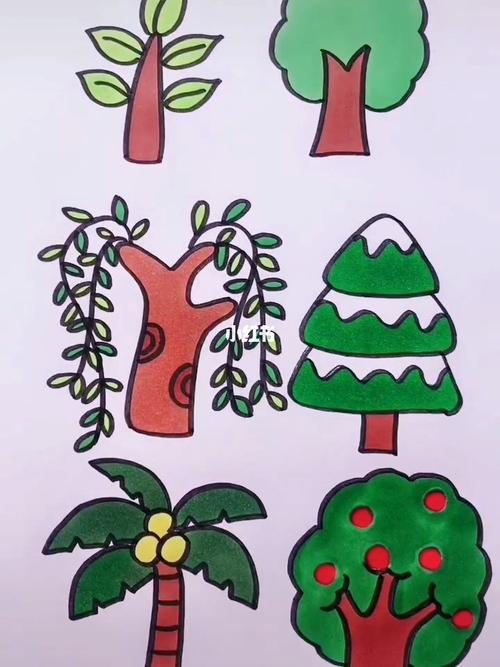 幼儿园大树简笔画图片大全新年树简笔画植物树木简笔画儿童各种树的简