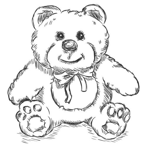 小熊抱爱心简笔画