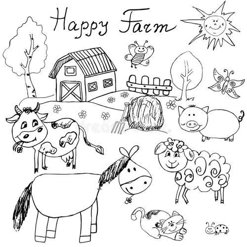 农场简笔画儿童画 步骤