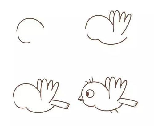 小鸟的简笔画动物画法步骤图解 简笔画图片大全-普车都