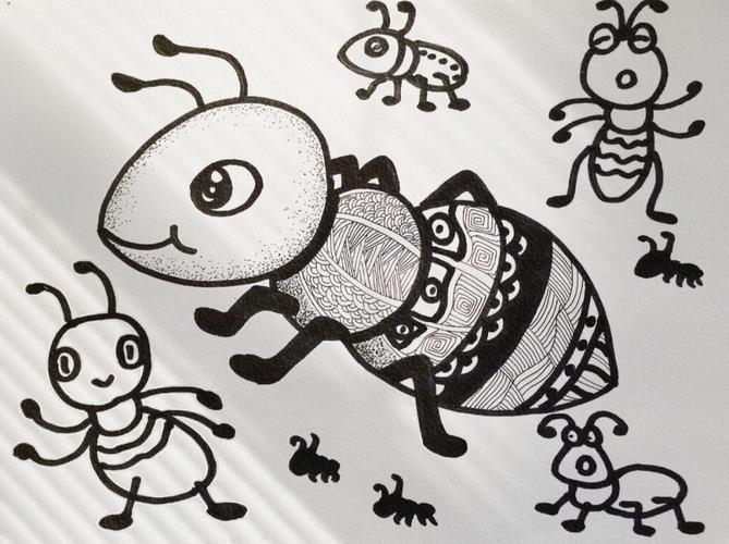 创意美术蚂蚁简笔画