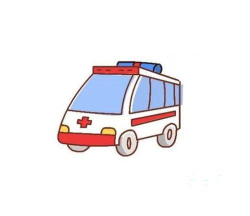 彩色救护车的画法手绘带步骤图 涂色救护车简笔画图片