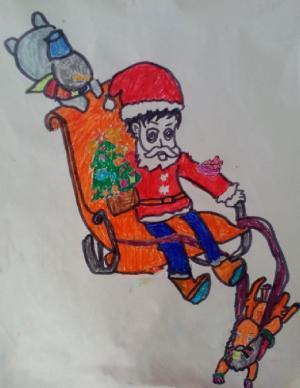 圣诞老人的马车,图片,儿童画教程-学笔画