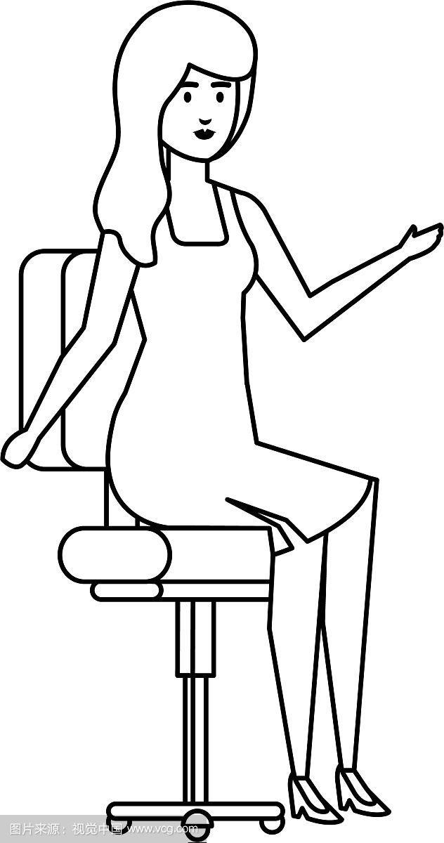 女孩坐在椅子上简笔画怎么画