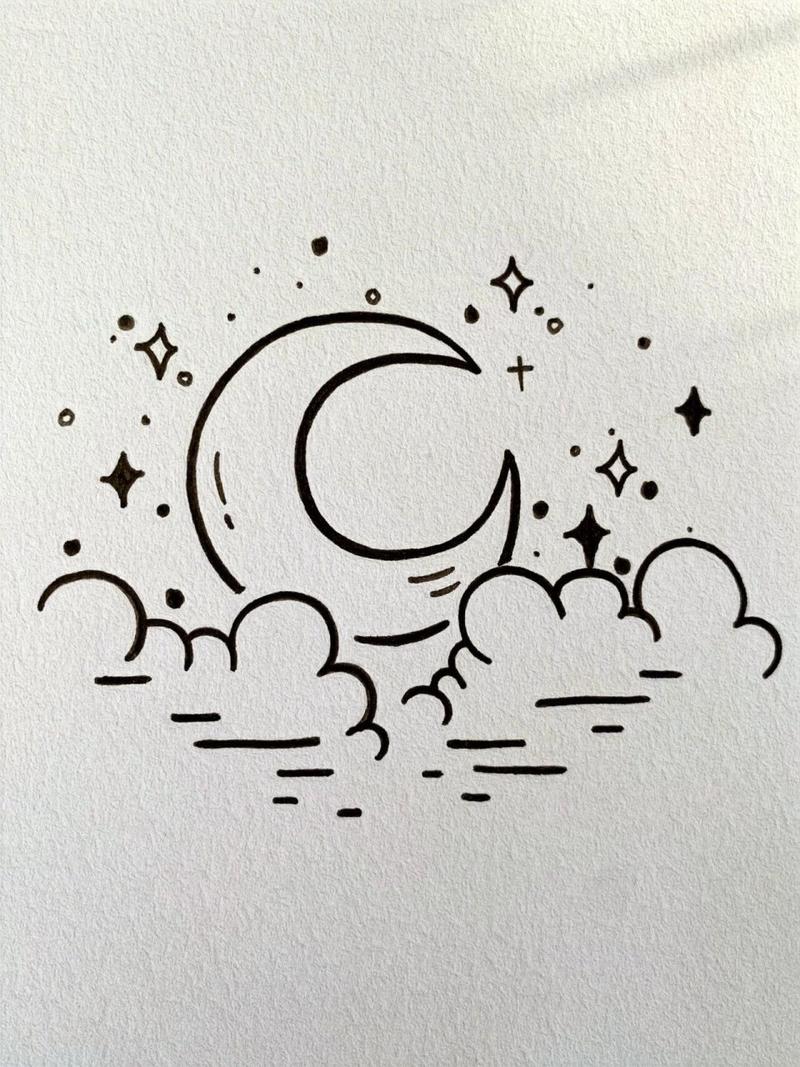 简笔画61插画-月亮        超简单的月亮简笔画教程来啦～ 临摹自