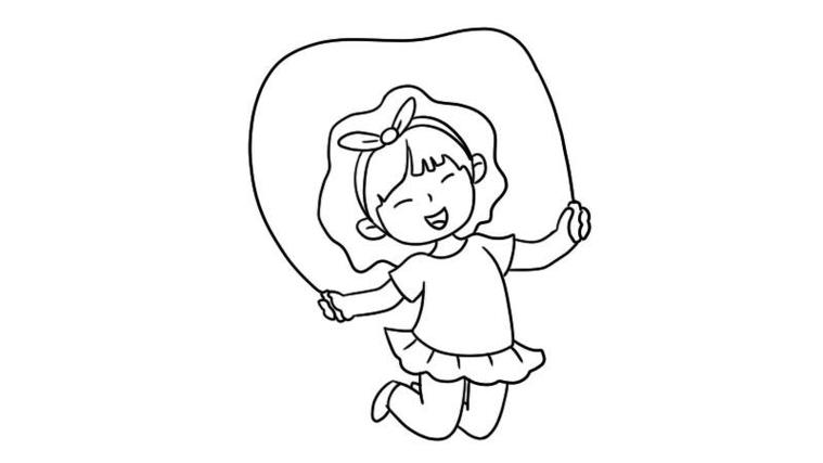 儿童节跳绳的女孩简笔画画法