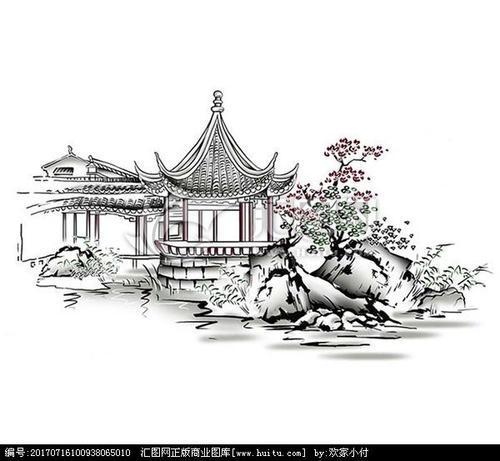 园林建筑简单简笔画苏州园林简笔画手抄报 手抄报简单又好看中国古典