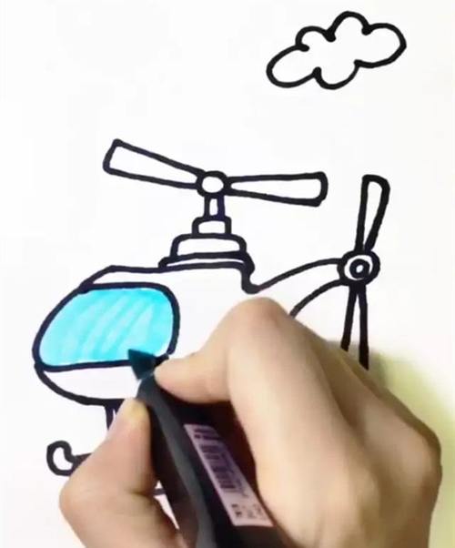 直升飞机的简笔画涂色视频