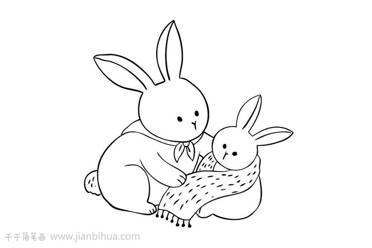 有爱的兔子母女简笔画图片
