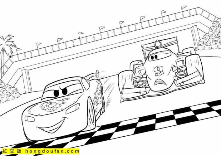 11张最帅的跑车闪电麦昆动画电影涂色图片免费下载-红豆饭小学生简笔