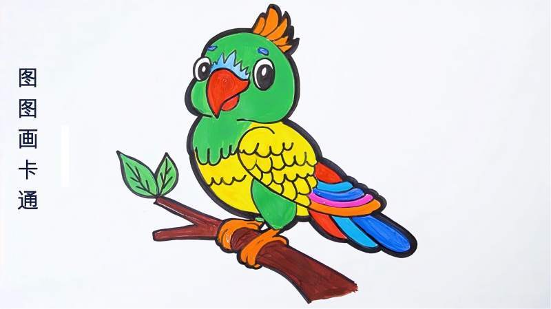 亲子卡通画简笔画教程如何画一只五彩斑斓的小鸟小鸟简笔画的画法步骤