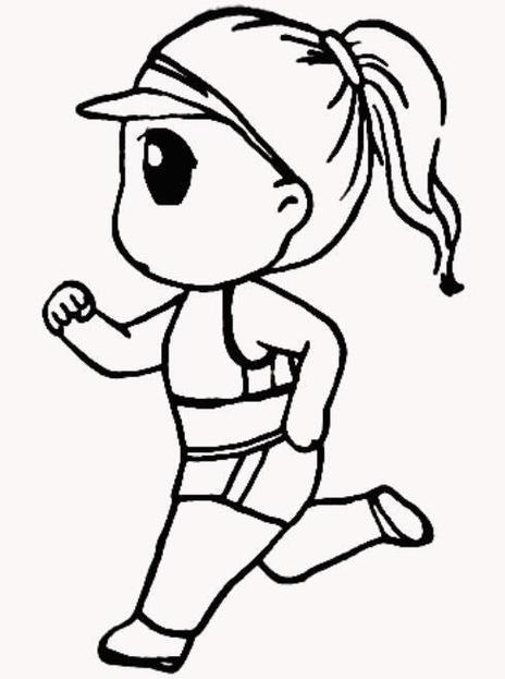 卡通手绘简笔画跑步的女孩儿童小女孩简笔画跑步儿童秋季运动会简笔画
