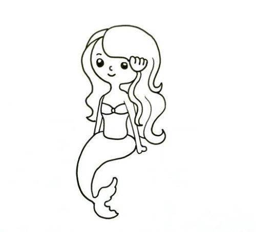 艾莎美人鱼简笔画最简单
