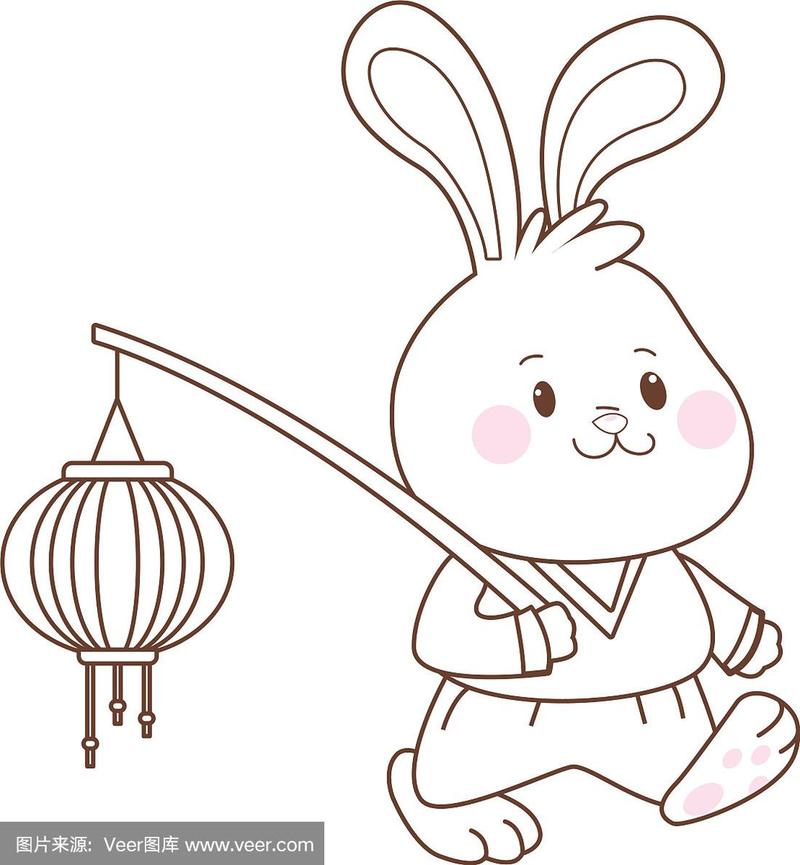 中秋兔子卡通简笔画