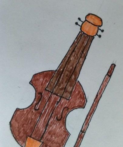 小提琴简笔画简单又漂亮已上色