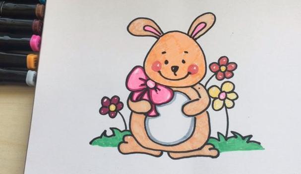 小兔子简笔画可爱有颜色