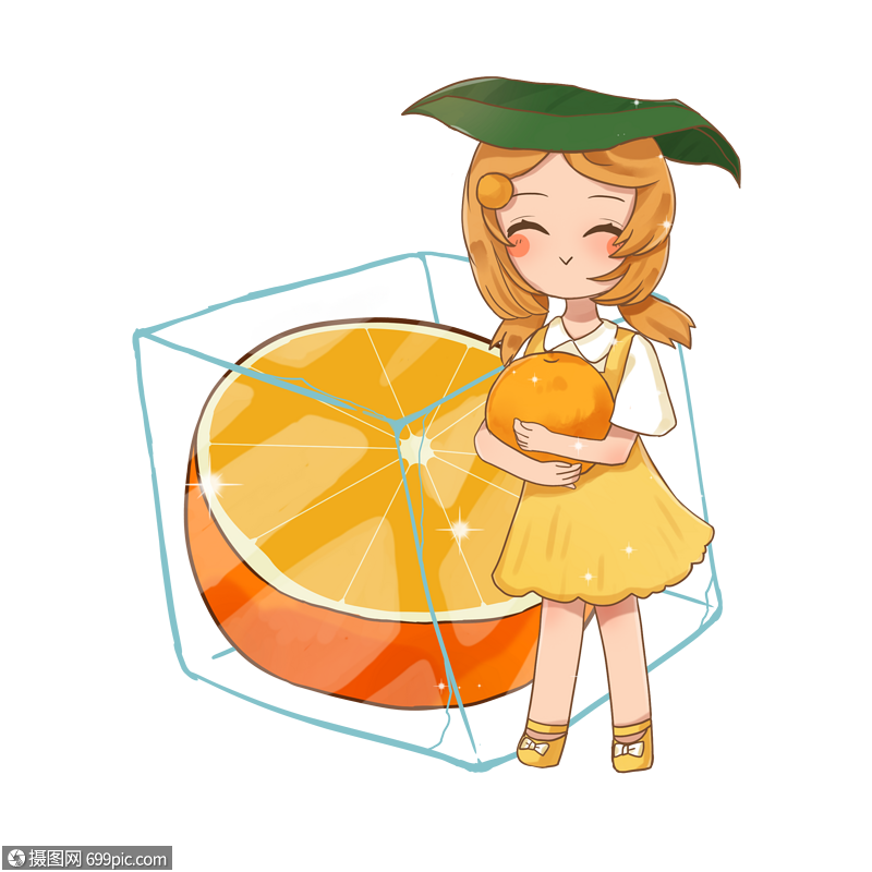 橙子女孩秋天水果图片