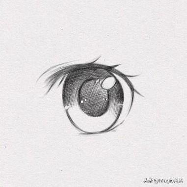 手绘动漫眼睛铅笔画步骤(教你用铅笔画一只晶莹剔透的动漫眼睛)(6)