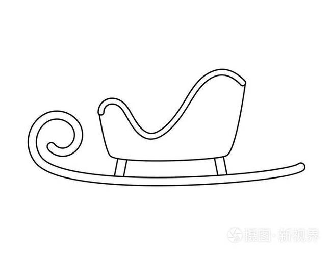 圣诞老人雪橇大纲为圣诞节设计隔离白色背面插画-正版商用图片10n198