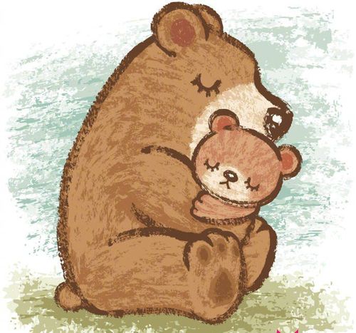 卡通动物简笔画图片,熊妈妈和熊宝宝