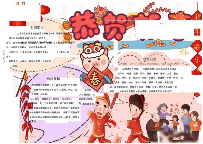 可爱猪年新春春节新年手抄报小报.docx 2页