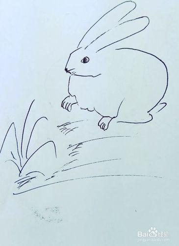 在雪地里走着的小兔子的简笔画