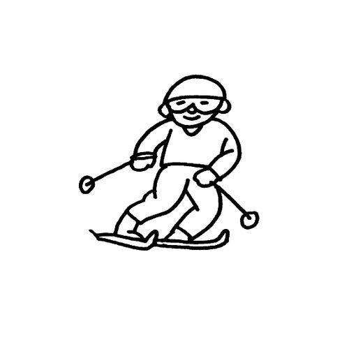 下坡滑雪小人简笔画