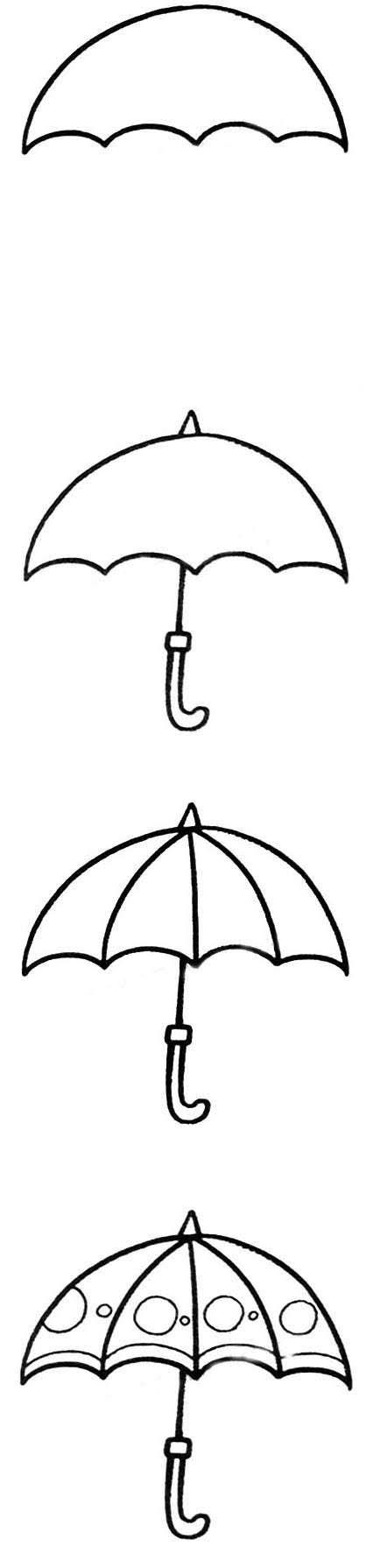 伞面图案简笔画圣诞袜简笔画怎么绘画卡通雨伞的画法带步骤简笔画图片