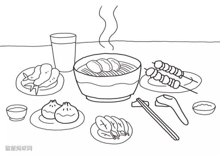 一桌美食简笔画画法步骤-图6
