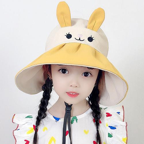 帽可爱兔耳朵宝宝遮阳遮脸空顶儿童防晒帽子超萌韩版1-3岁5岁6-9岁十
