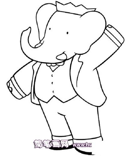 穿西服的大象简笔画-儿童简笔画大全