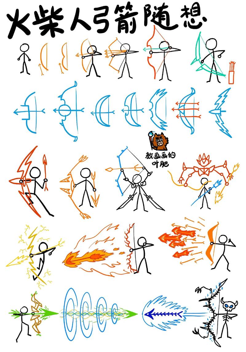 火柴人,弓箭,兵器,战争,元素,武器.创意儿童画简笔画卡通漫 - 抖音