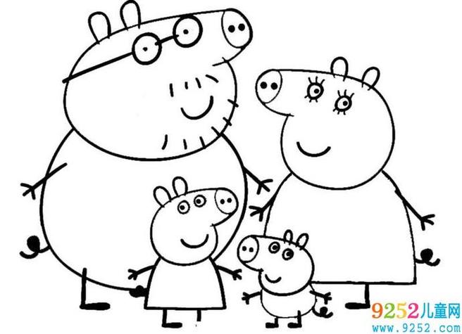 小鸡一家简笔画图片 欢乐的大家庭小猪佩奇一家人简笔画小猪佩奇一