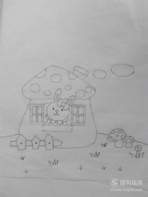 简笔画小兔子的蘑菇房的画法优质