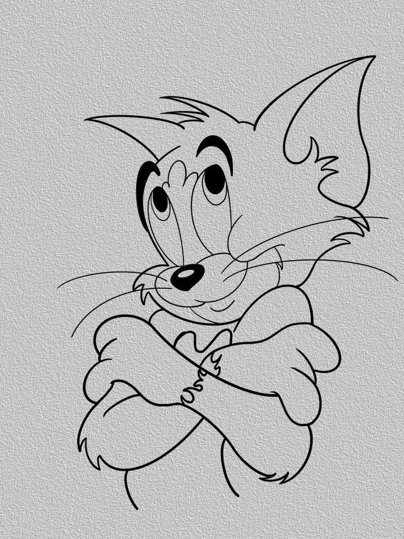 简笔画分享6126 猫和老鼠——汤姆绘画过程 只想做你的猫 一辈子只