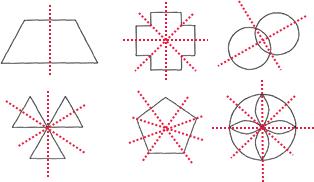 画出下面每个图形的对称轴.