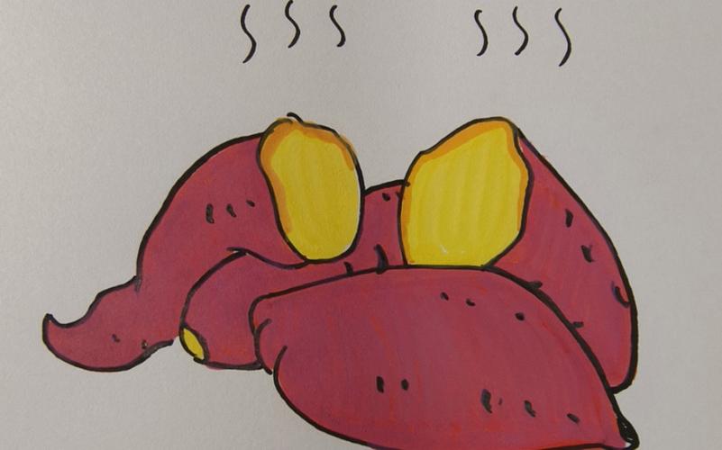 蔬菜简笔画|叠色画出烤红薯:马克笔的色彩大有可玩
