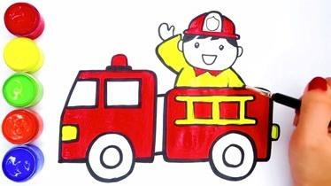 萌宝趣味简笔画教学跟着视频一起来为消防车涂色吧