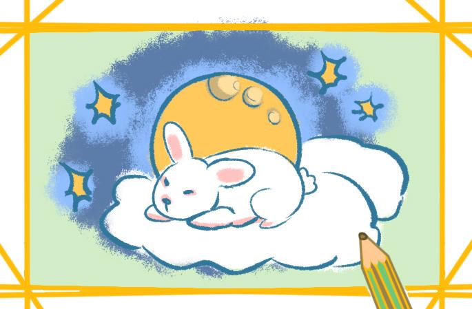 趴在月亮上的小兔子简笔画