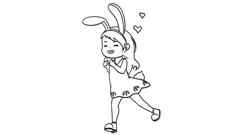 兔女孩简笔画图片