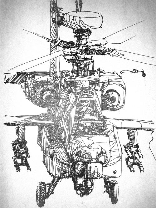 阿帕奇武装直升机的简笔画