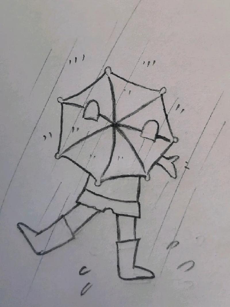 雨中的场景简笔画